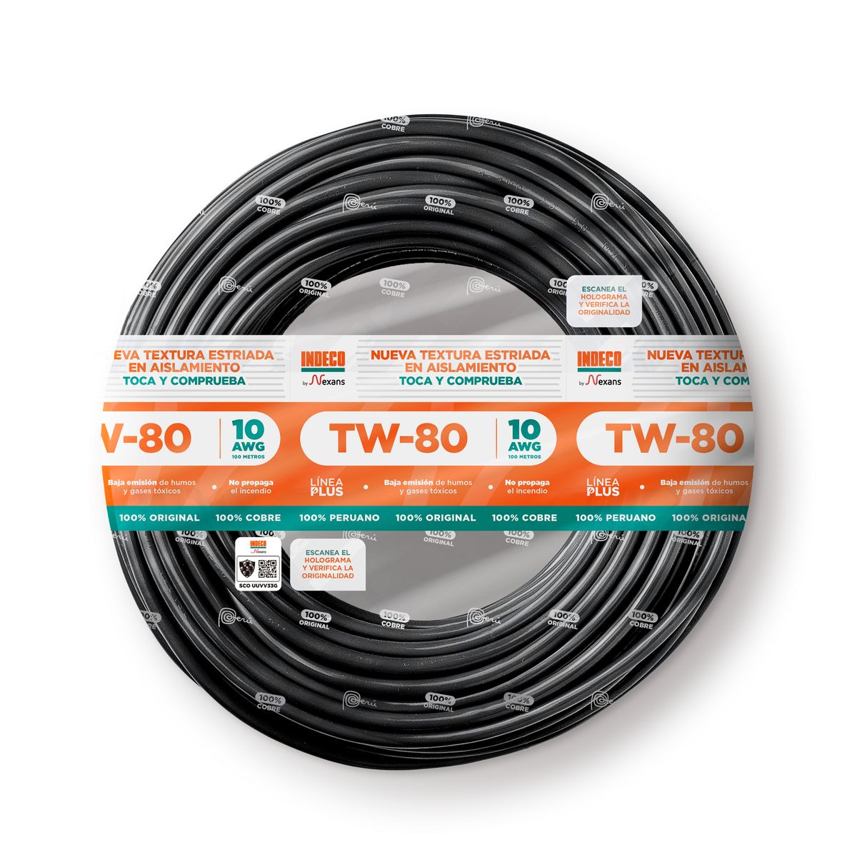 INDECO - Cable TW-80 Plus 10 AWG Indeco 450/750V Negro 100 Metros