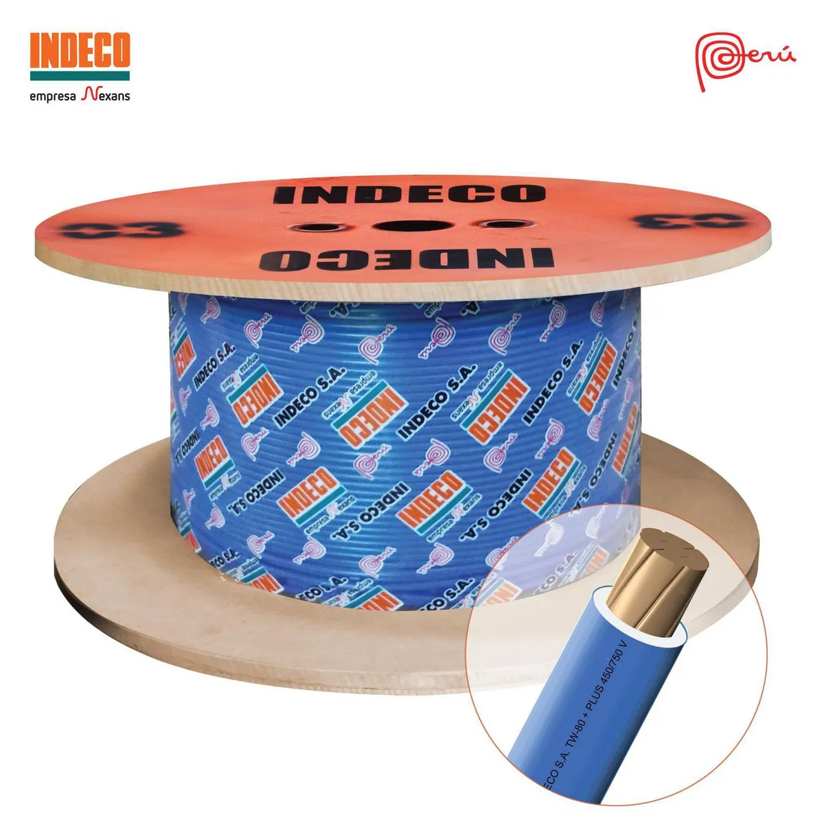 INDECO - Cable TW-80 Plus 10 AWG Indeco 450/750V Azul por Metro Lineal
