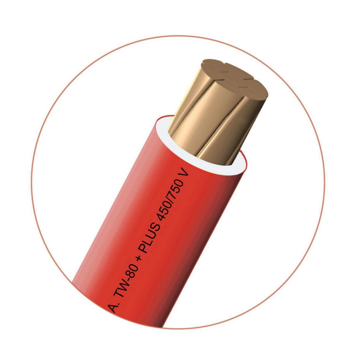 INDECO - Cable TW-80 Plus 12 AWG Indeco 450/750V Rojo por Metro Lineal