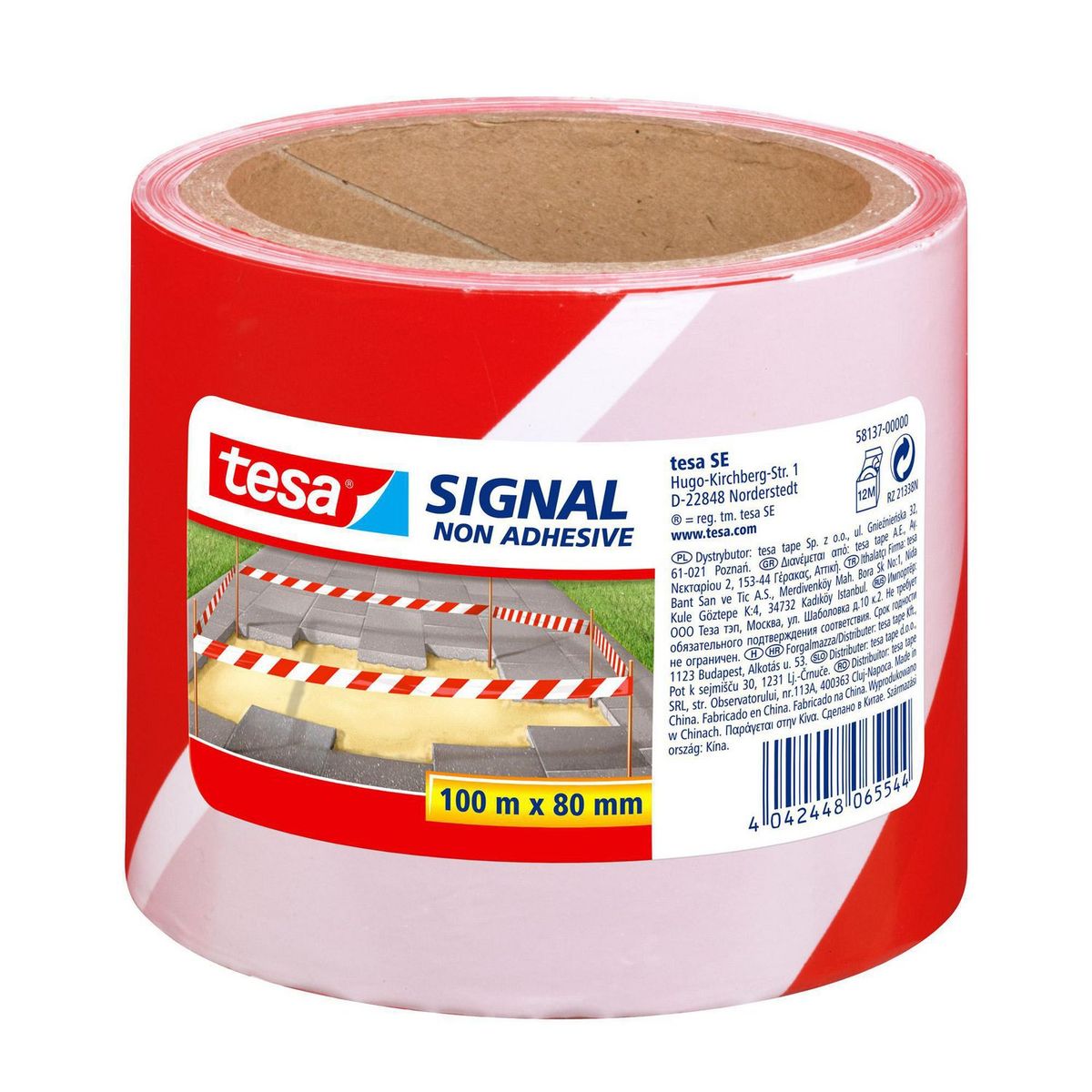 TESA - Cinta de Seguridad de Señalización No Adhesiva 80 mm x 100 m