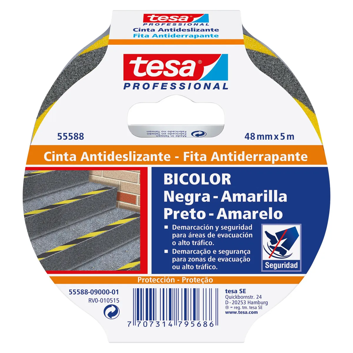 TESA - Cinta Antideslizante Bicolor TESA 48 mm. x 5 m.