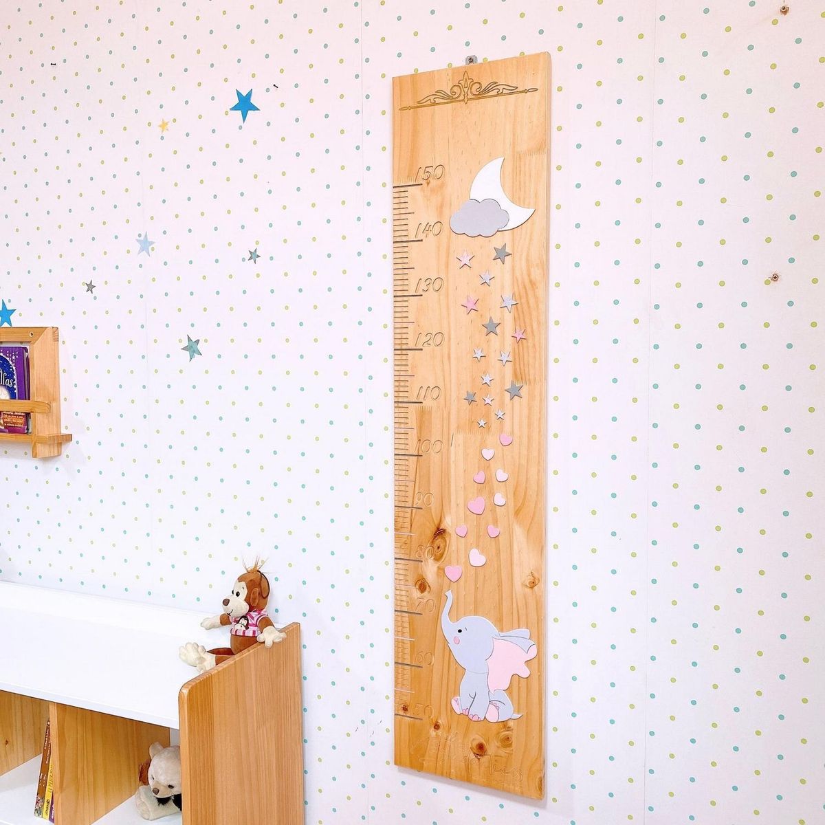 GENERICO - Tallímetro de madera con diseño elefante