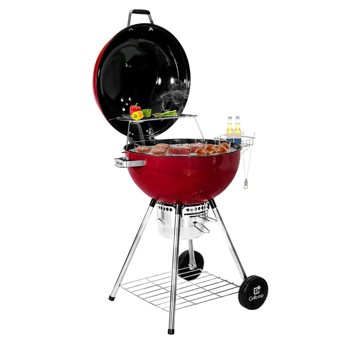 GRILLCORP - Combo Parrilla a Carbón Grillcorp 98x68x73cm Sheriff 22 Rojo