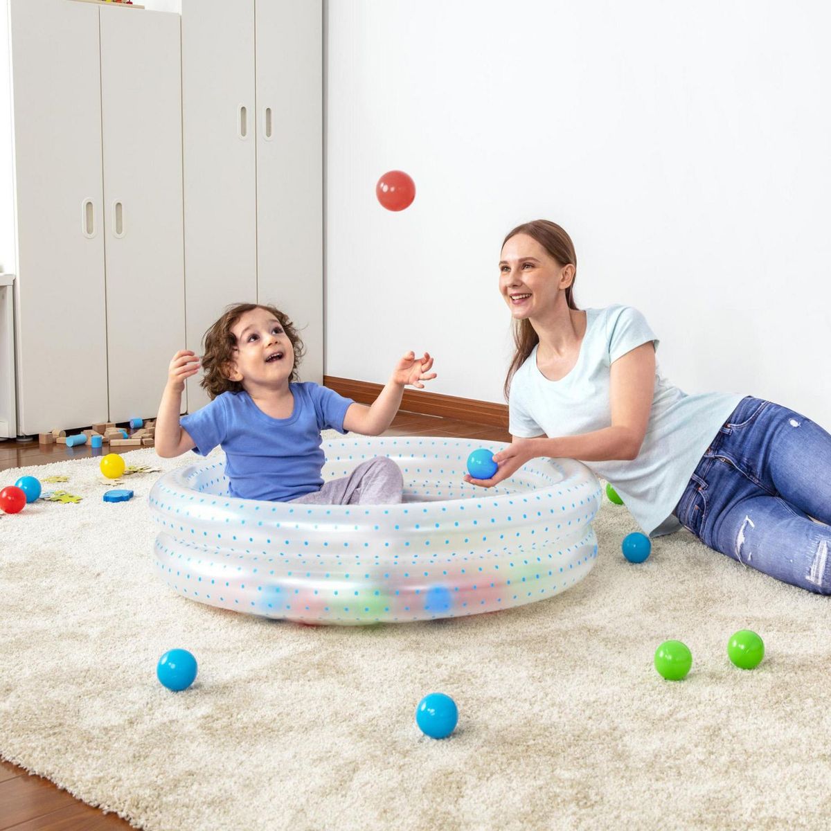BESTWAY - Piscina Inflable 2 anillos + 50 pelotas 91x20cm