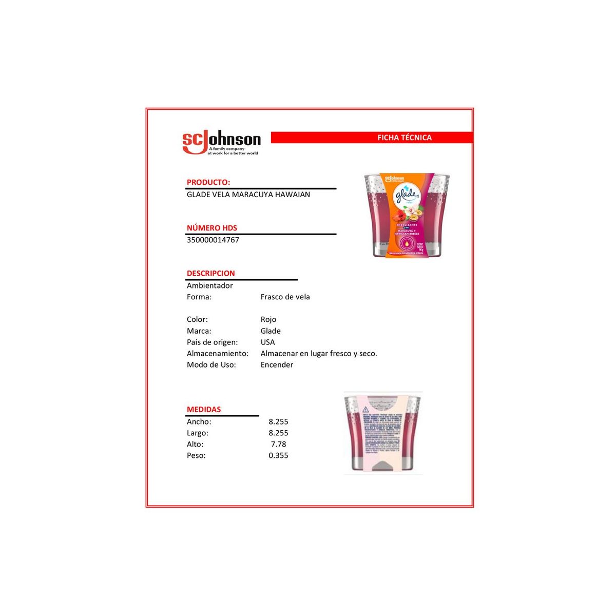 GLADE - Ambientador Glade En Frasco (Plástico/Vidrio) Maracuya Hawaian Breeze 96Gr