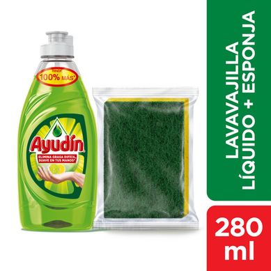 Lavavajilla Ayudn Limn y Sbila 280 ml. + Esponja