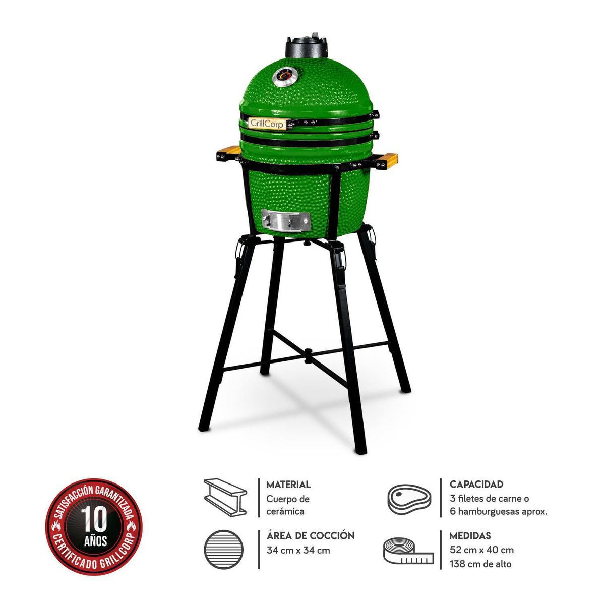 Kamado 15 Verde Clásico, marca GRILLCORP - Foto Principal