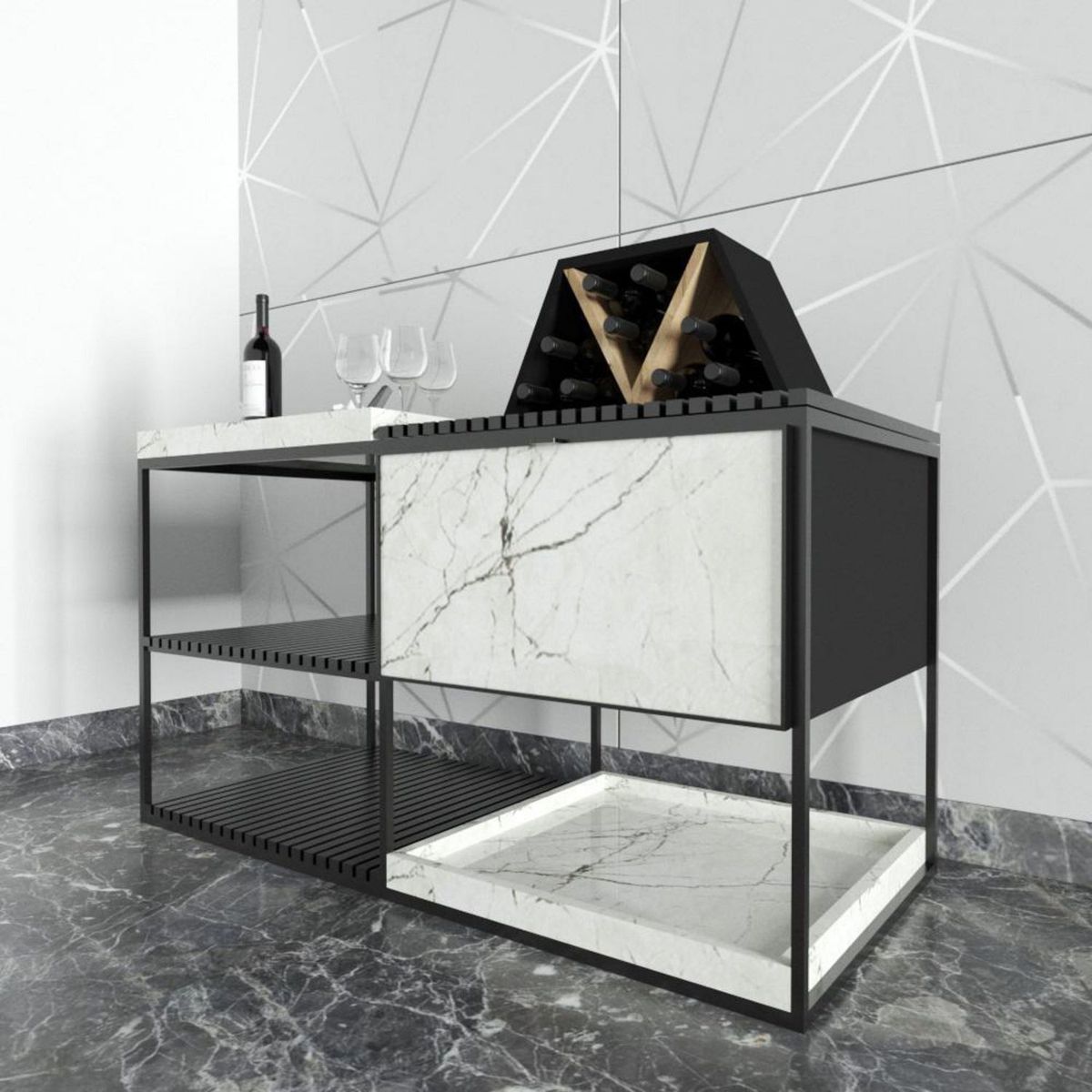 LUCANAS FURNITURE - Porta Botellas Negro y Duna