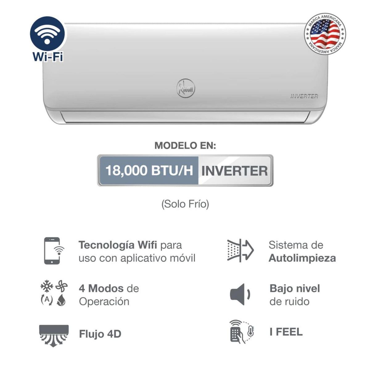 RHEEM - Aire Acondicionado Rheem 18000 BTU Inverter Frío