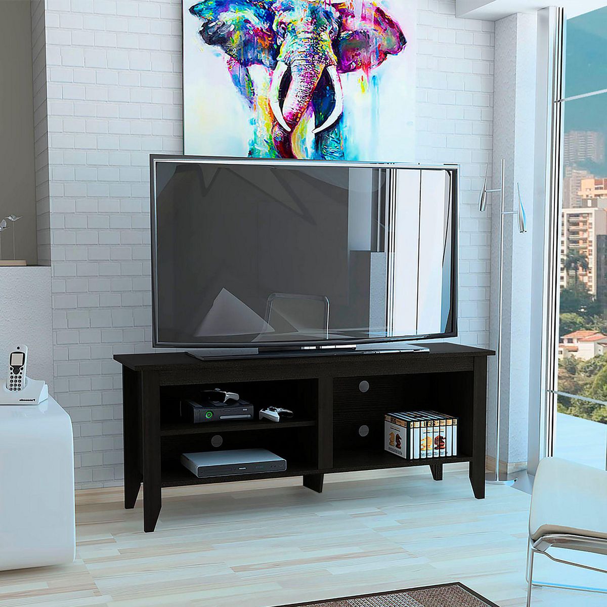 TUHOME - Mesa de TV 65" Essential Negro