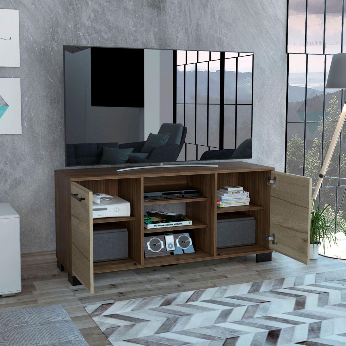 TUHOME - Mesa de TV 50" Marsella Gales/Duna