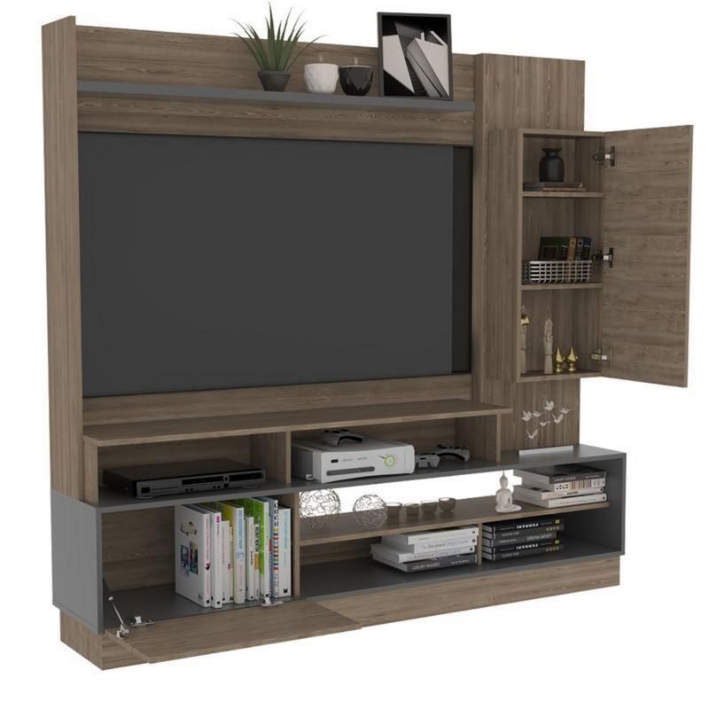 TUHOME - Centro de Entretenimiento TV 60" Ravena Miel/Plomo