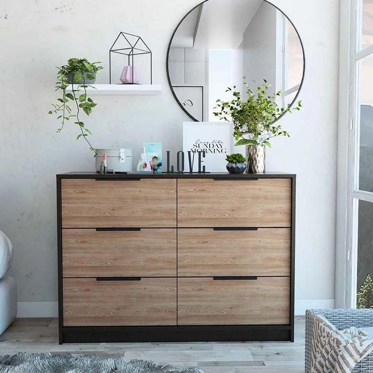 TUHOME - Cómoda 2 Puertas 4 Cajones Kaia