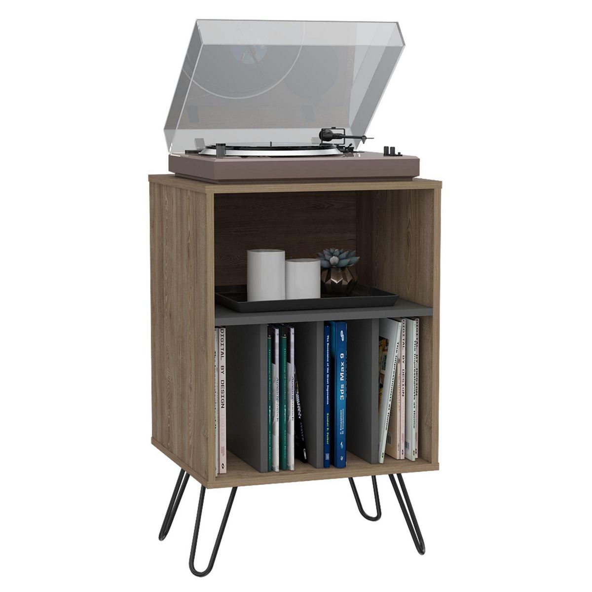 TUHOME - Mueble Auxiliar Vassel Miel/Plomo