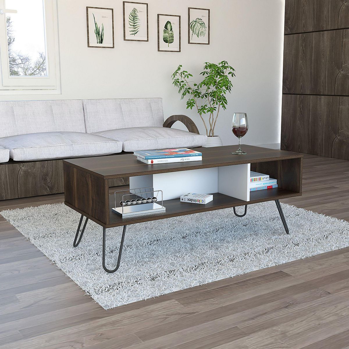 TUHOME - Mesa de Centro Vassel Habano y Blanco