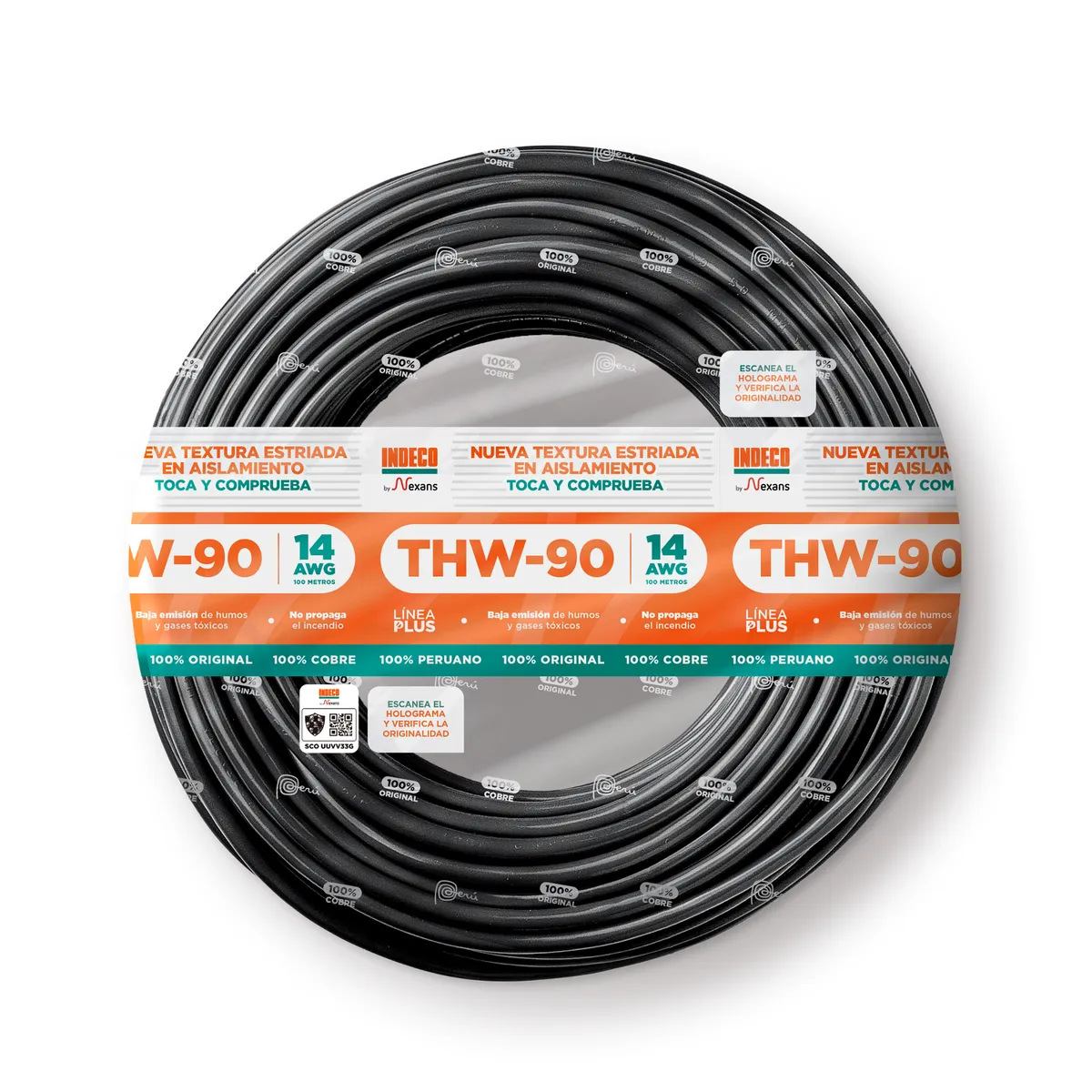 INDECO - Cable THW-90 Plus 14 AWG Indeco 450/750V Negro 100 Metros