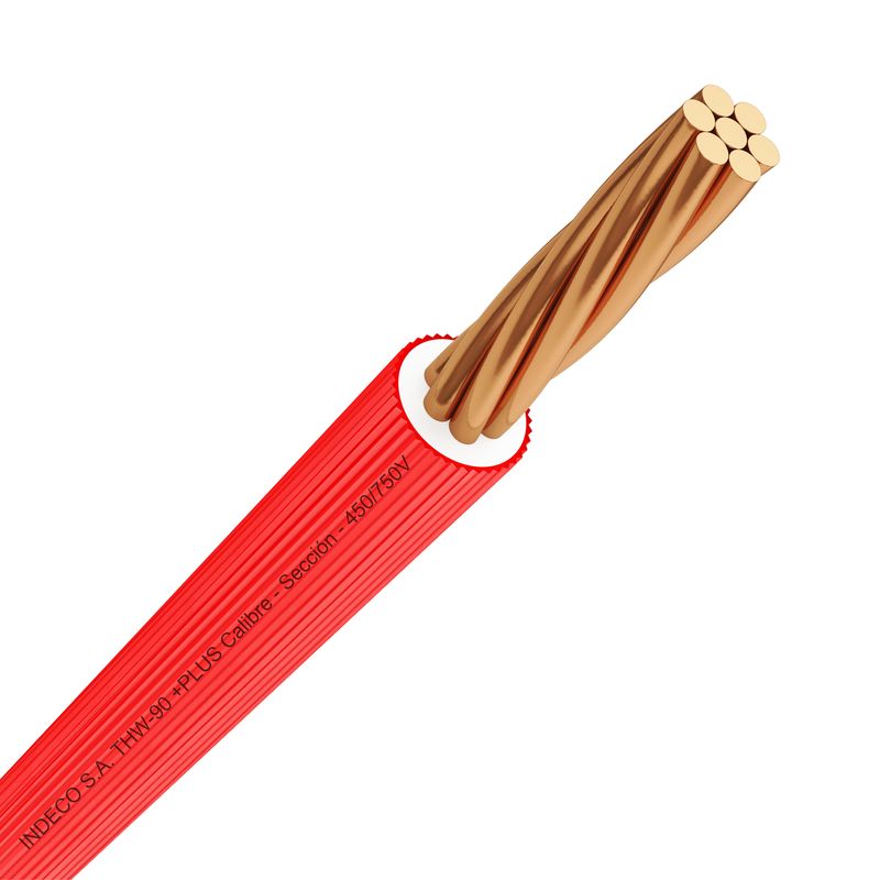 INDECO - Cable THW-90 Plus 14 AWG Indeco 450/750V Rojo 100 Metros