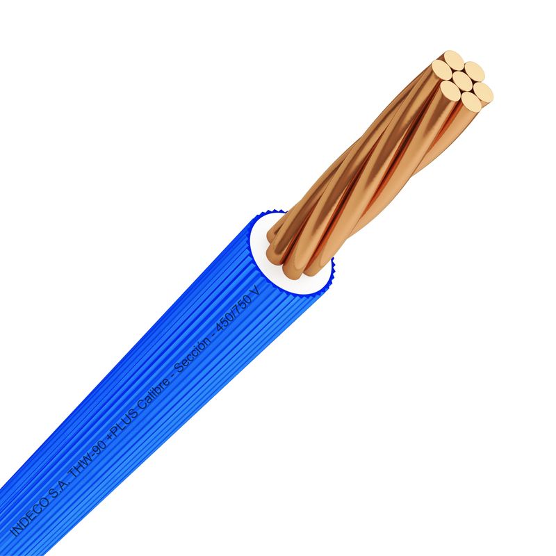 INDECO - Cable THW-90 Plus 450/750V 12 AWG Azul 100 Metros