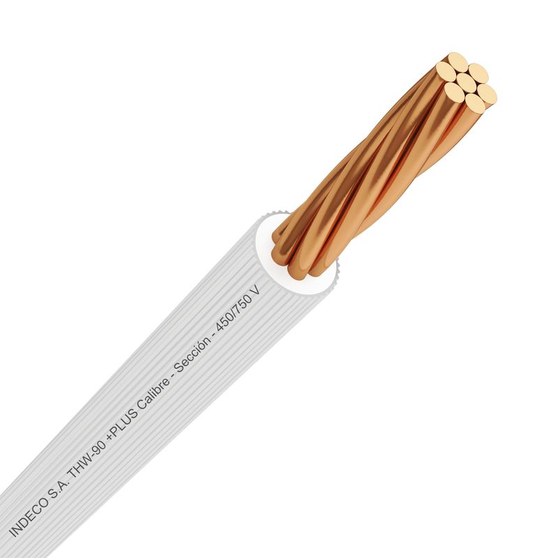 INDECO - Cable THW-90 Plus 450/750V 14 AWG Blanco 100 Metros