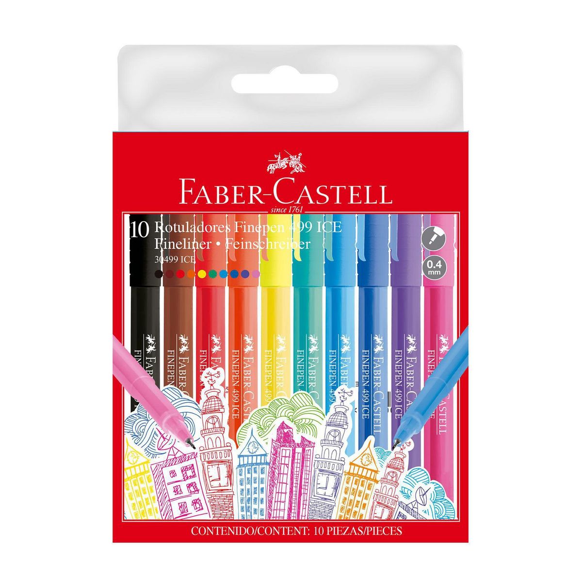 FABER CASTELL - Marcador Rotulador Finepen 499 Ice Set x10