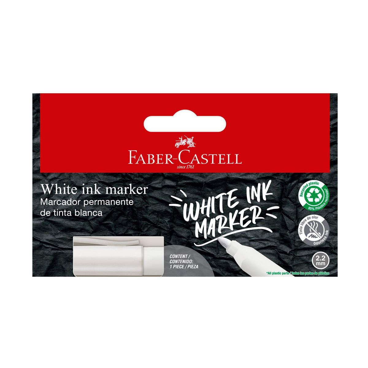 Marcador Permanente Blanco, marca FABER CASTELL - Foto Principal