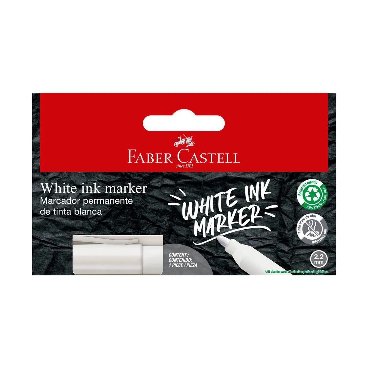 Marcador Permanente Blanco, marca FABER CASTELL - Foto Principal