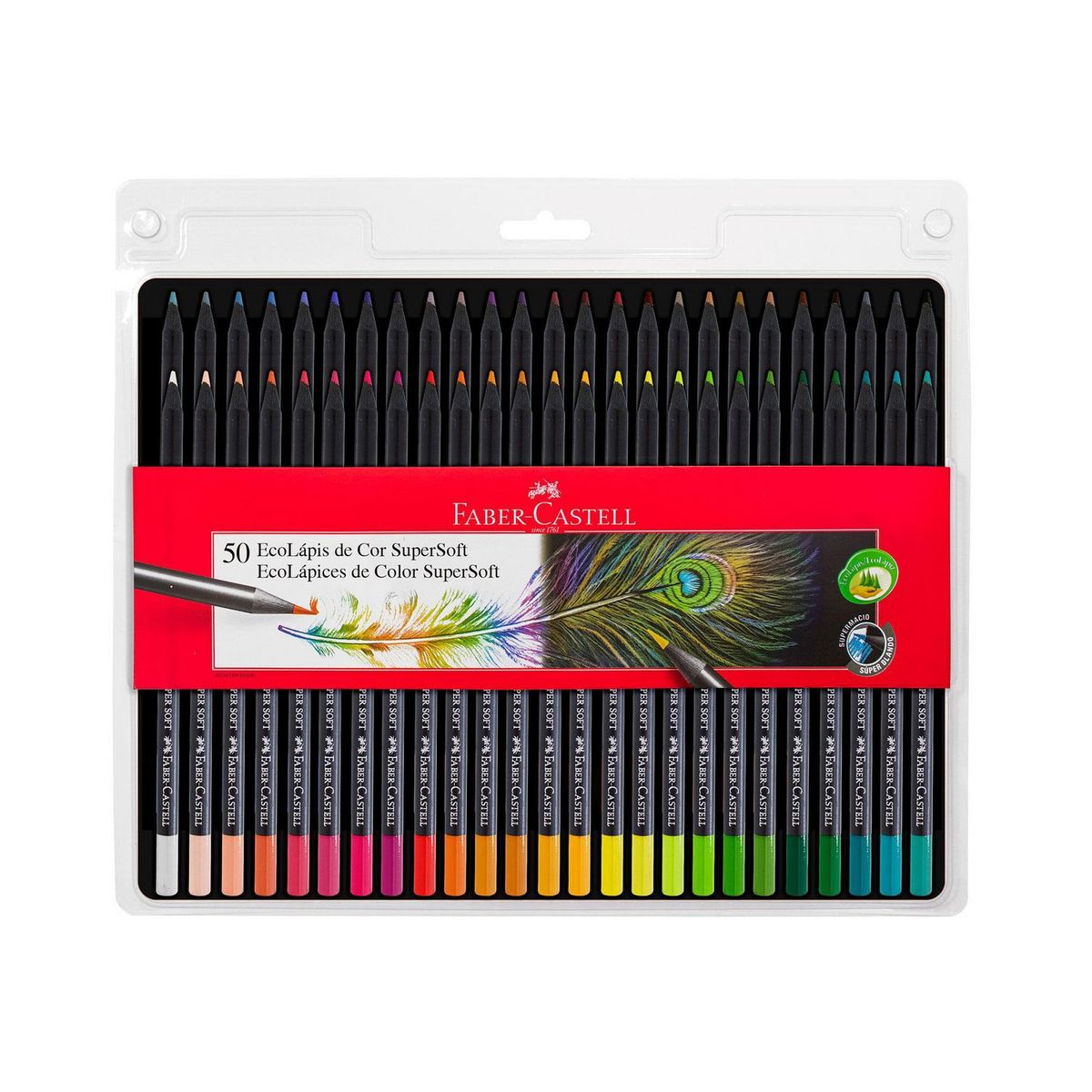 FABER CASTELL - Ecolápices de Colores Largos Supersoft x 50