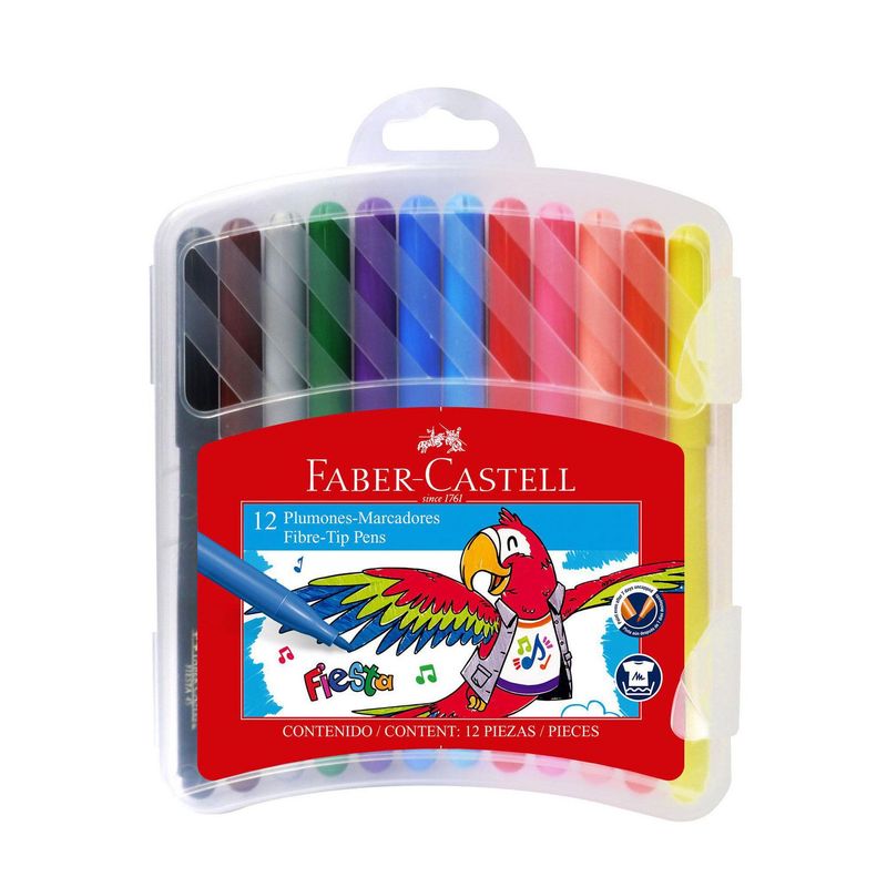 FABER CASTELL - Plumones Fiesta Estuche Rígido x12
