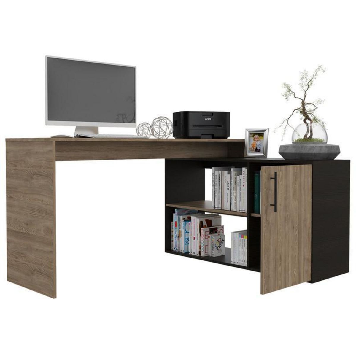 TUHOME - Escritorio en L Wengue Melamina Bilbao