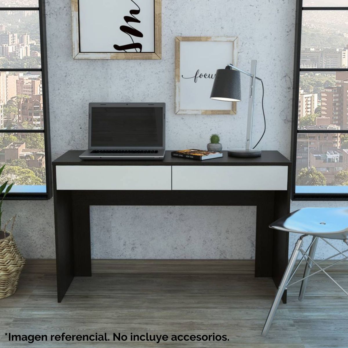 TUHOME - Escritorio Negro Melamina Acre