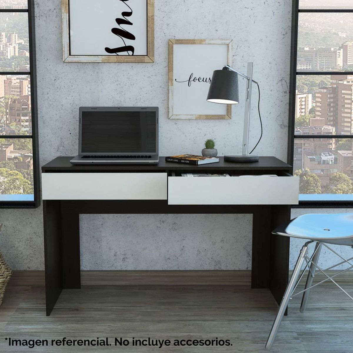 TUHOME - Escritorio Negro Melamina Acre