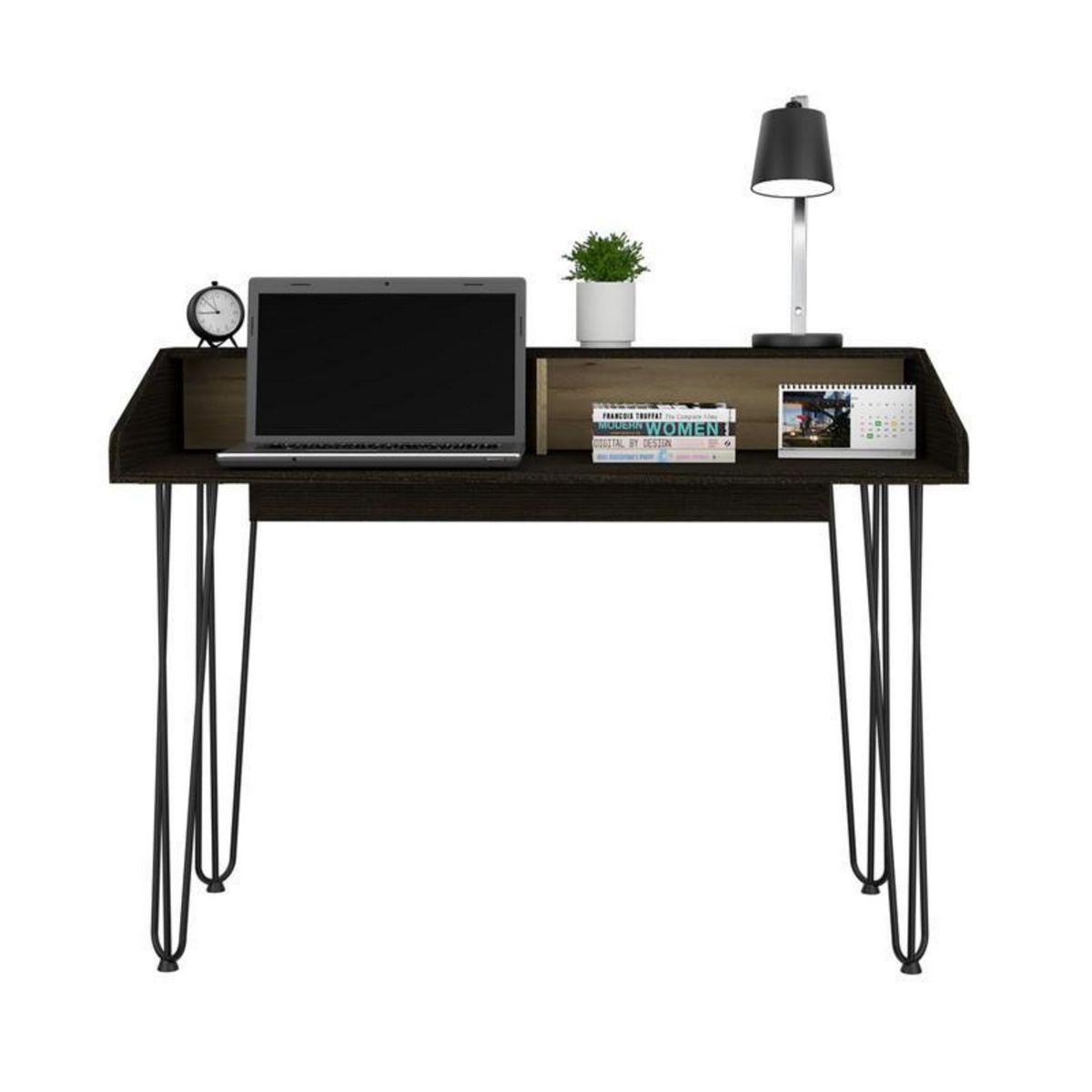 TUHOME - Escritorio Negro Melamina Stamford