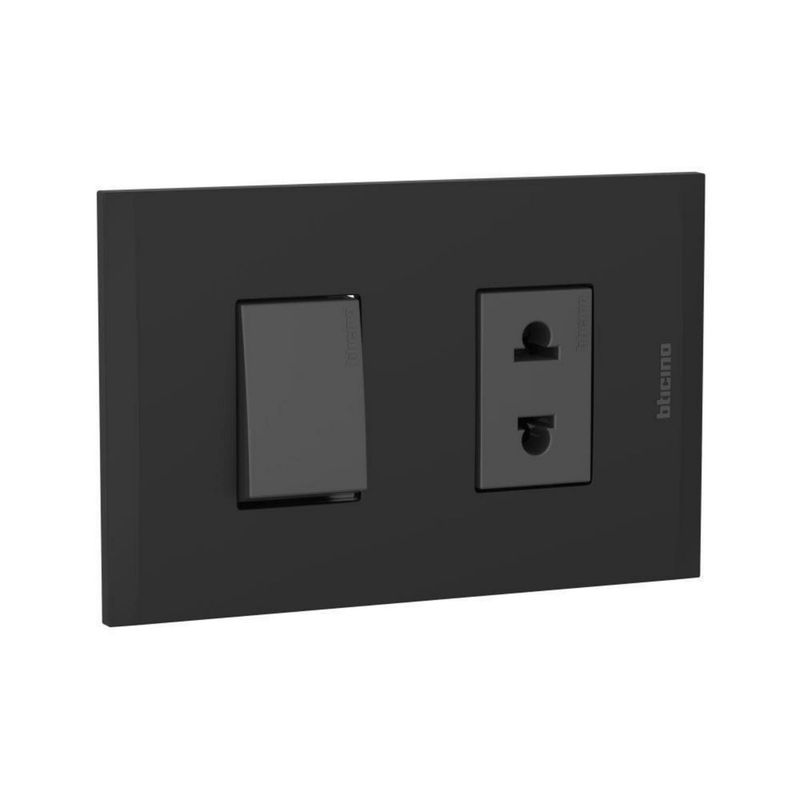 BTICINO - Interruptor + Tomacorriente Simple Modus 4 Negro