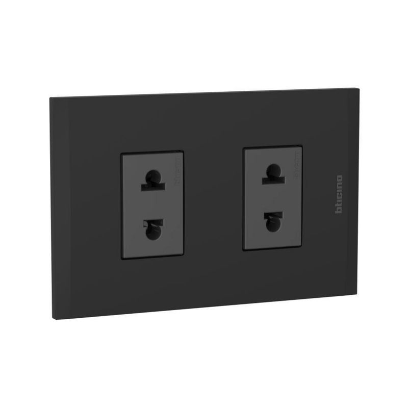 BTICINO - Tomacorriente Doble Modus 4 Negro