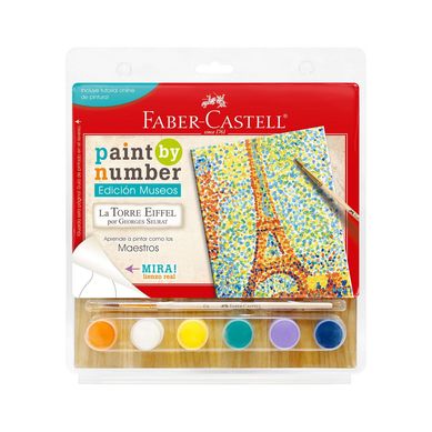 Lienzo Torre Eiffel Seurat + 6 Pinturas Acrlicas