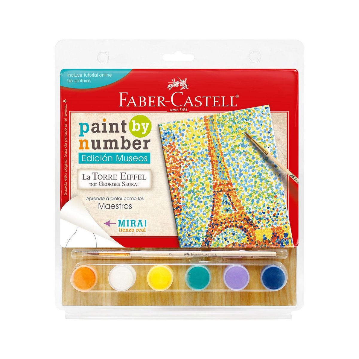FABER CASTELL - Lienzo Torre Eiffel Seurat + 6 Pinturas Acrílicas