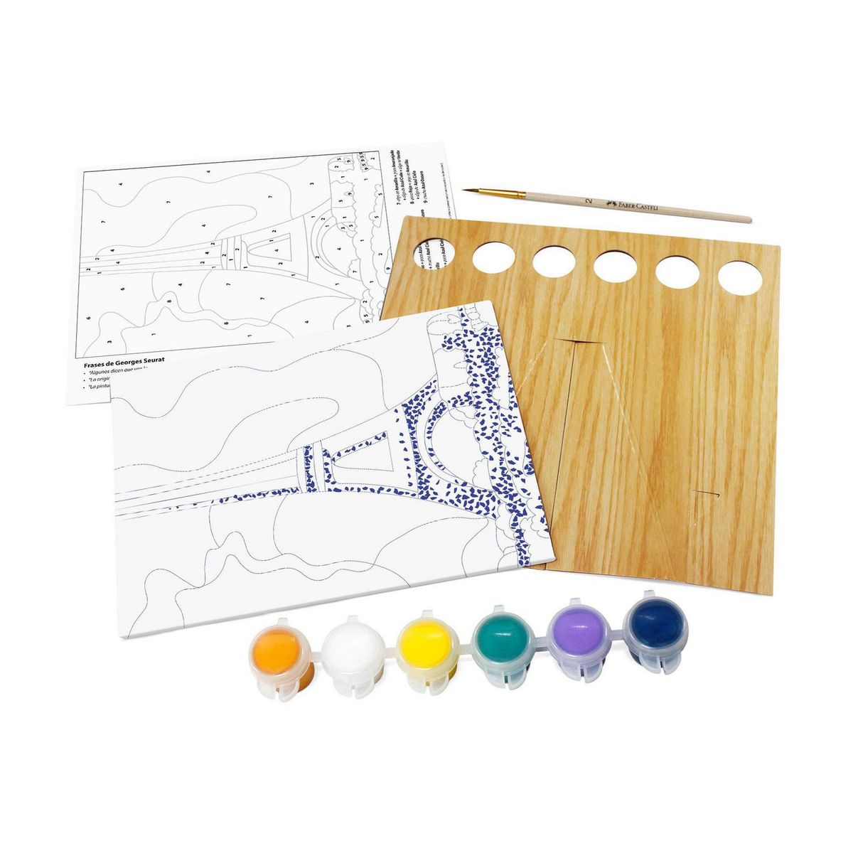 FABER CASTELL - Lienzo Torre Eiffel Seurat + 6 Pinturas Acrílicas