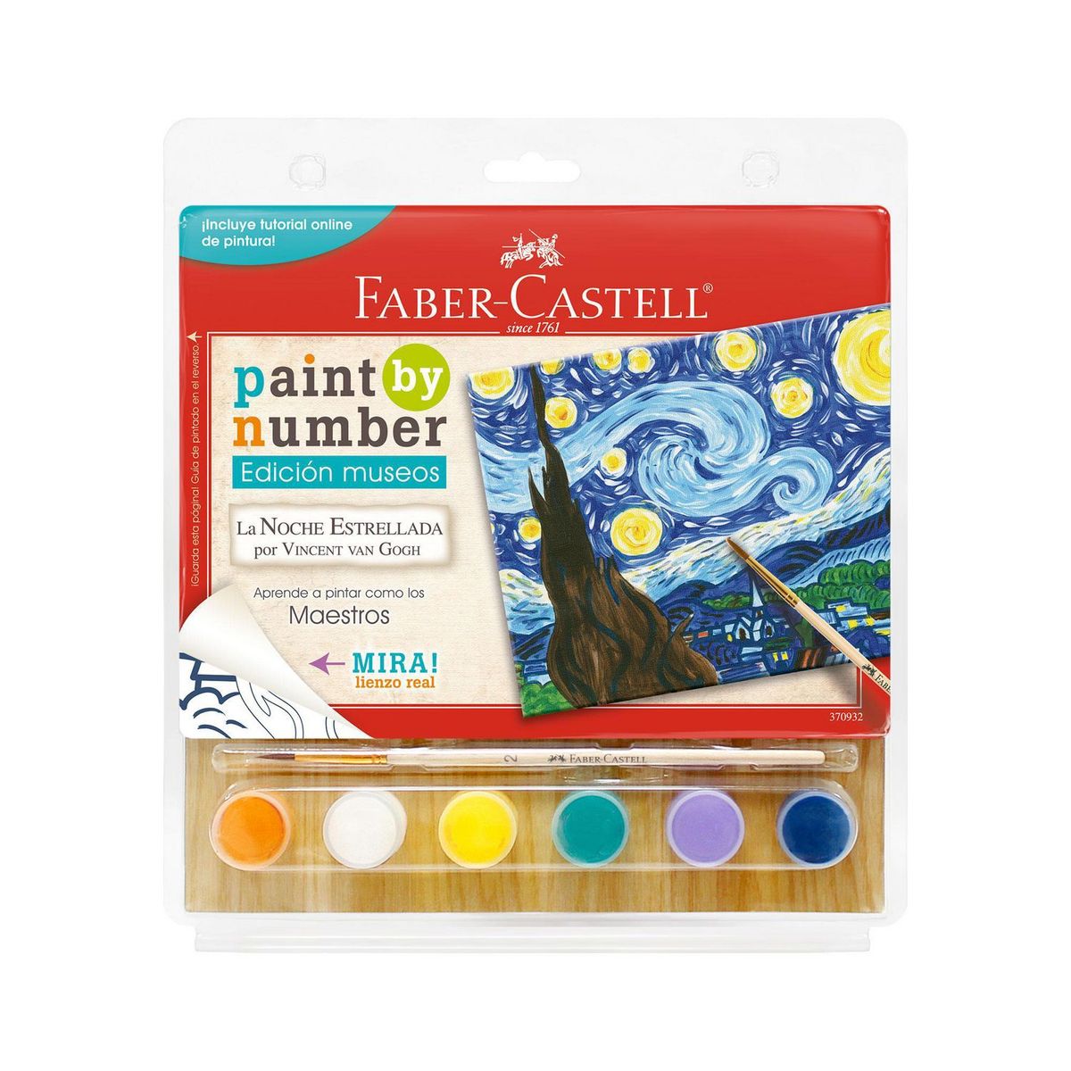 FABER CASTELL - Lienzo Noche Estrellada Van Gogh + 6 Pinturas Acrílicas