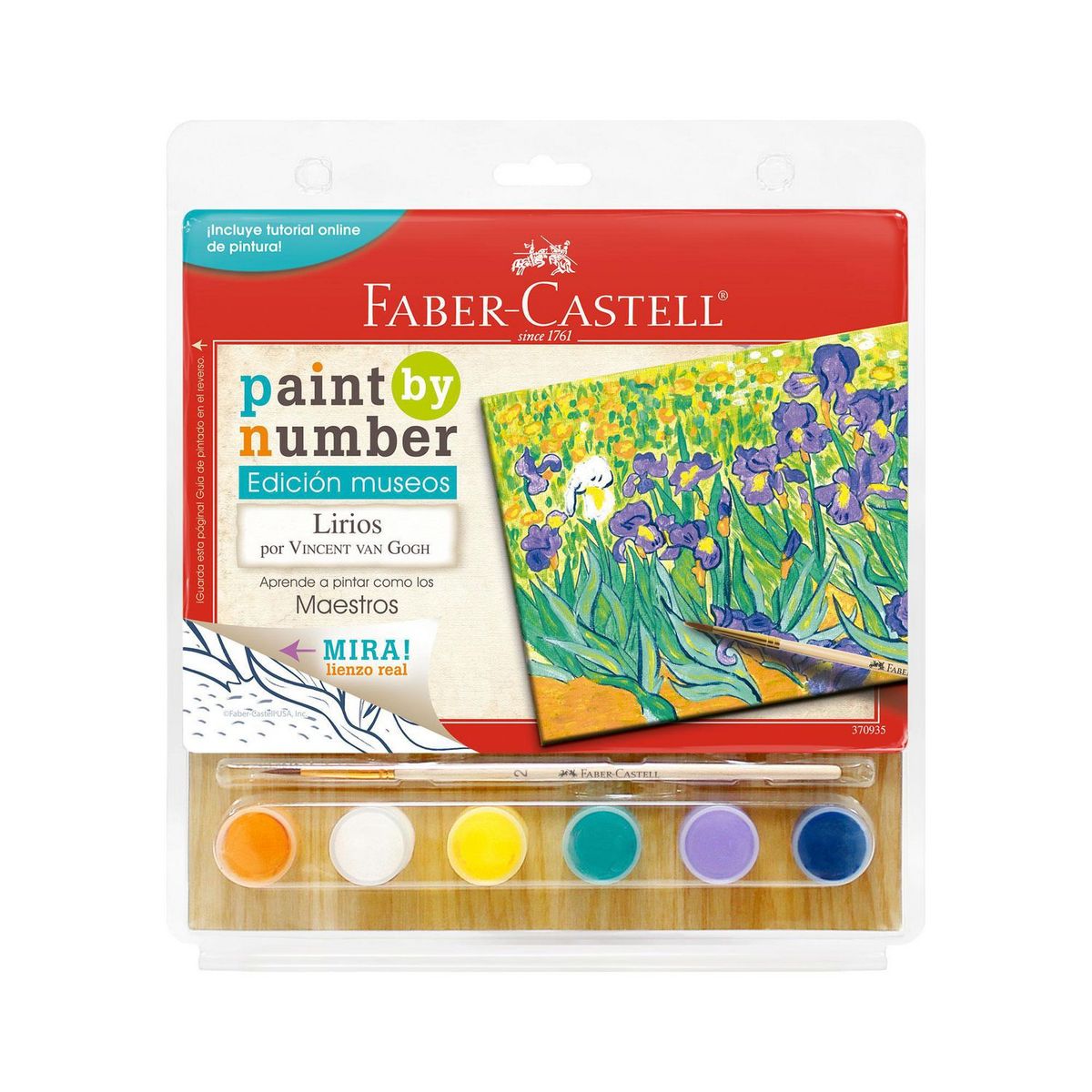 FABER CASTELL - Lienzo Lirios Van Gogh + 6 Pinturas Acrílicas