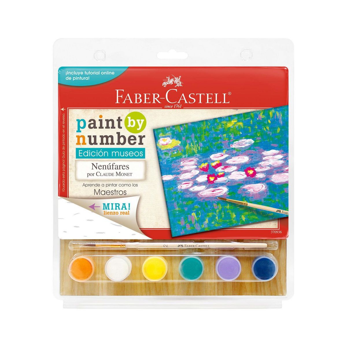 FABER CASTELL - Lienzo Nenufares Monet + 6 Pinturas Acrílicas