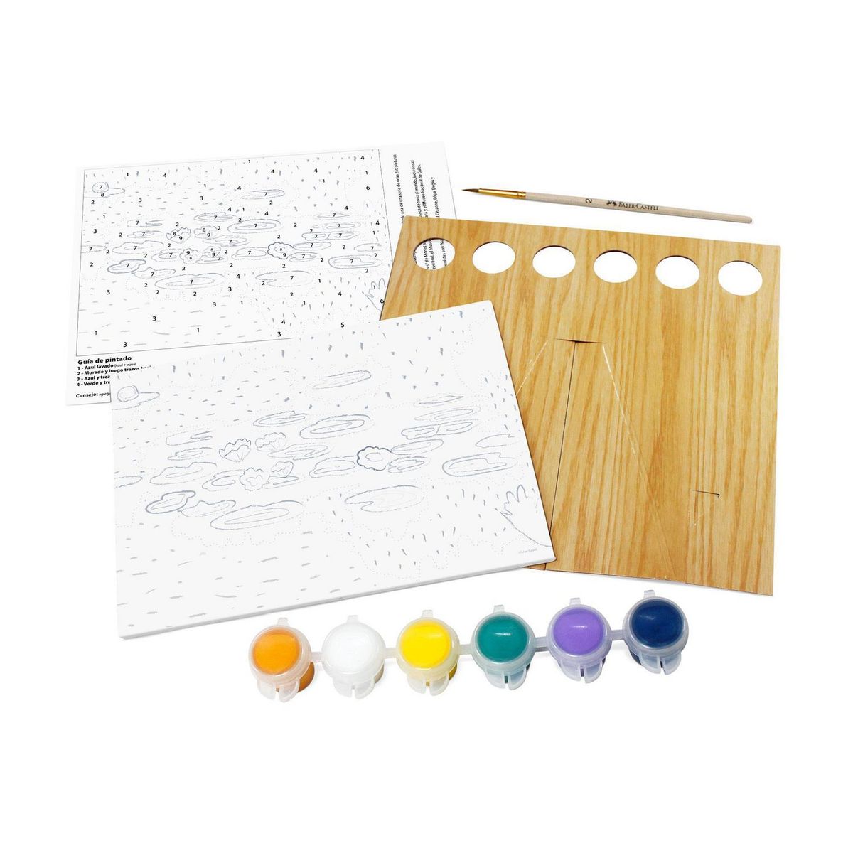 FABER CASTELL - Lienzo Nenufares Monet + 6 Pinturas Acrílicas