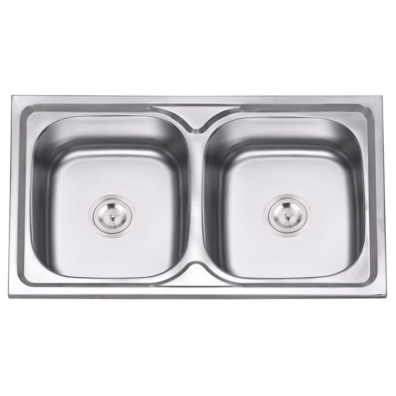 R INOX - Lavadero de Cocina Acero Inoxidable 2 Pozas Cuadradas 85x50cm