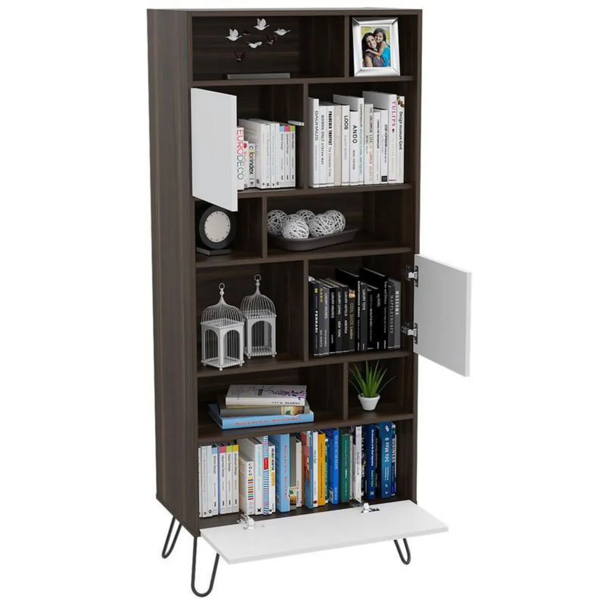 TUHOME - Estante Librero Vassel Habano/Blanco