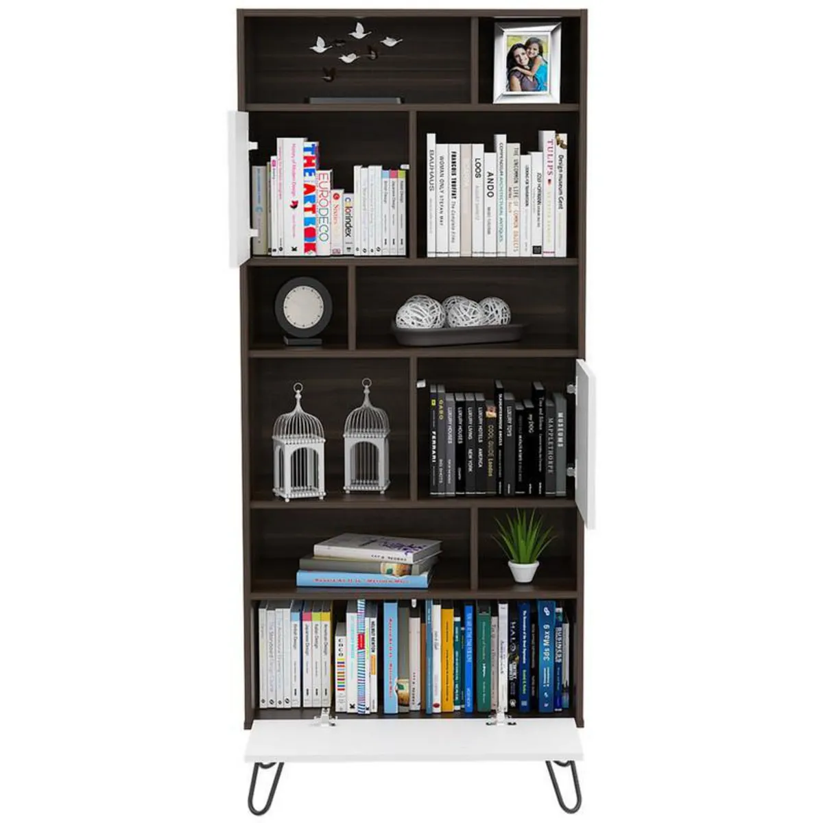 TUHOME - Estante Librero Vassel Habano/Blanco