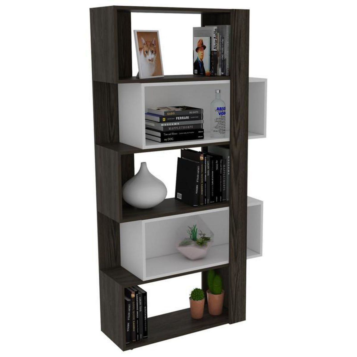 TUHOME - Estante Librero Beijing Coñac/Blanco