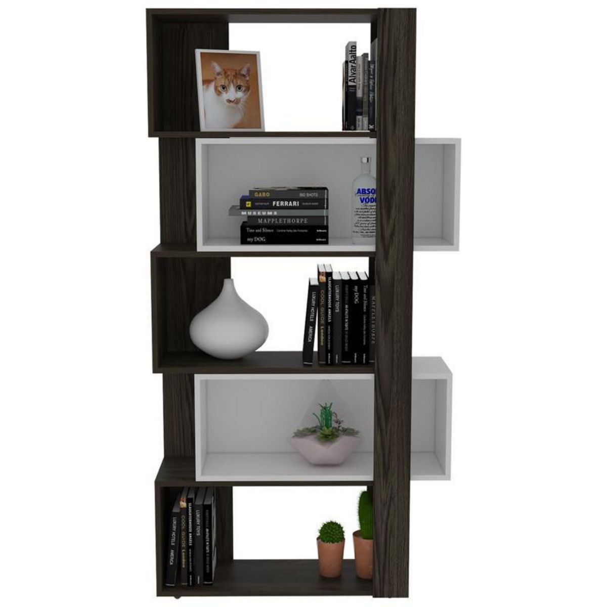 TUHOME - Estante Librero Beijing Coñac/Blanco