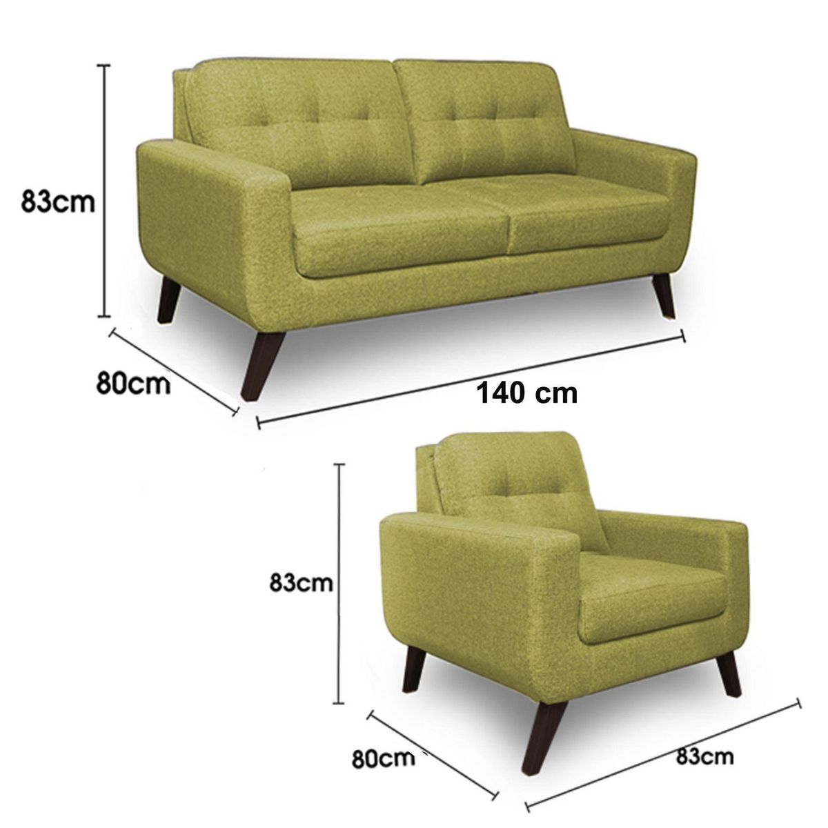 CASA BELLA - Juego de Sala 2-1-1 Cuerpos Nefer