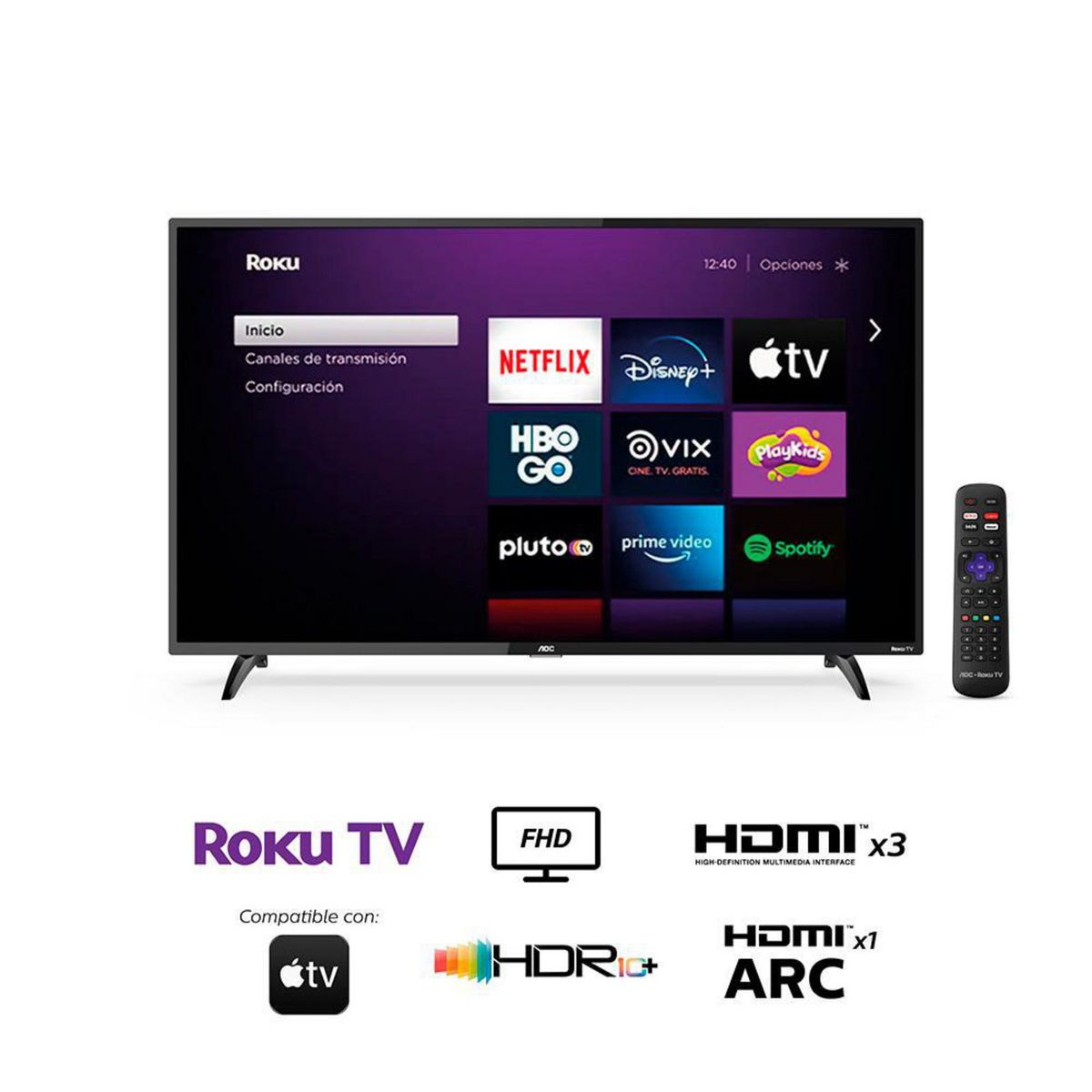 AOC - Televisor AOC 43" FHD Smart Roku 43S5195