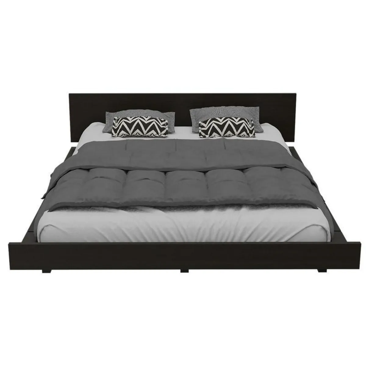 TUHOME - Base Cama 2 Plazas Kaia Negro/Miel