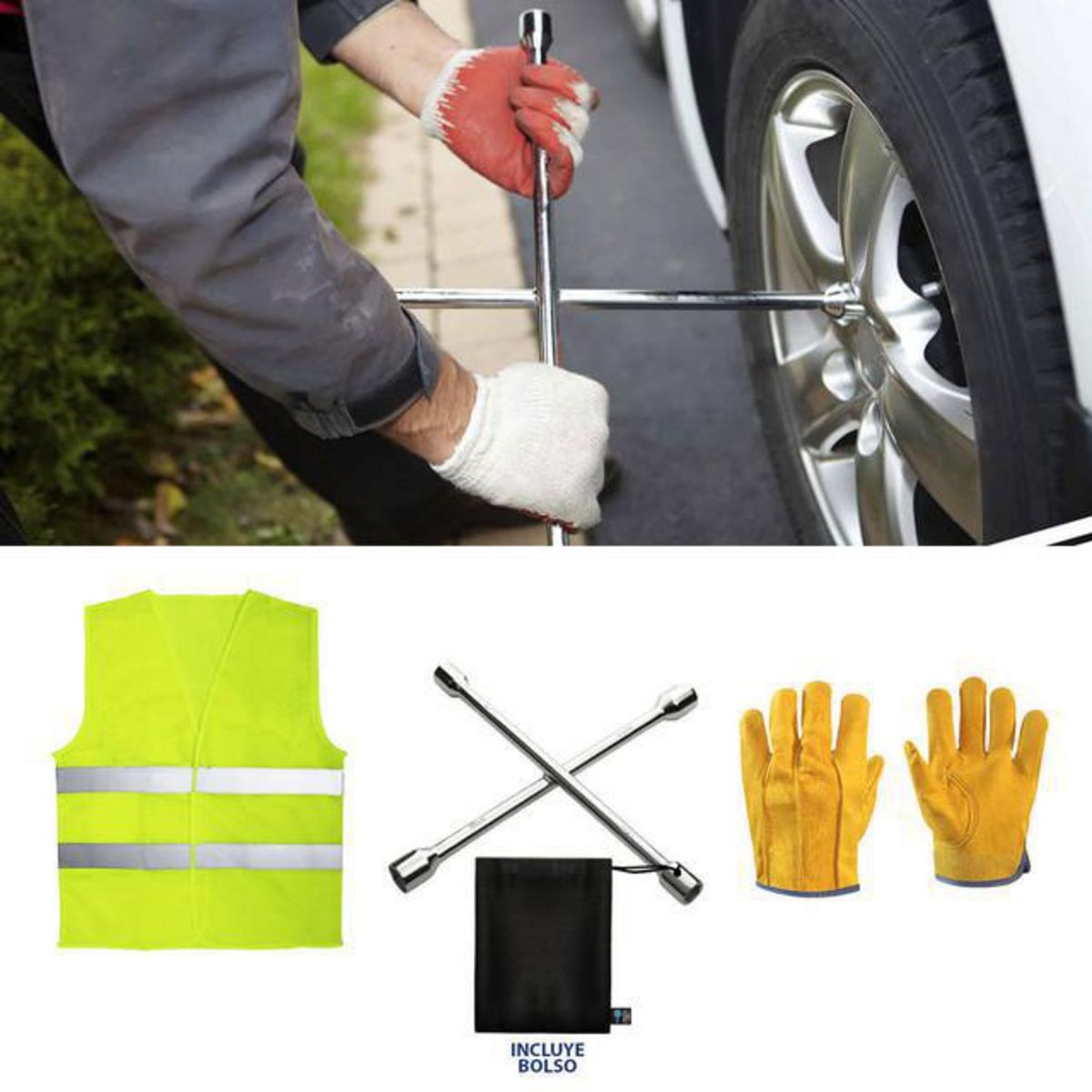 TECGO - Kit de Emergencia de Vehiculo 3 Piezas